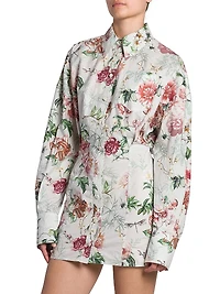 Floral Cotton Mini Shirtdress