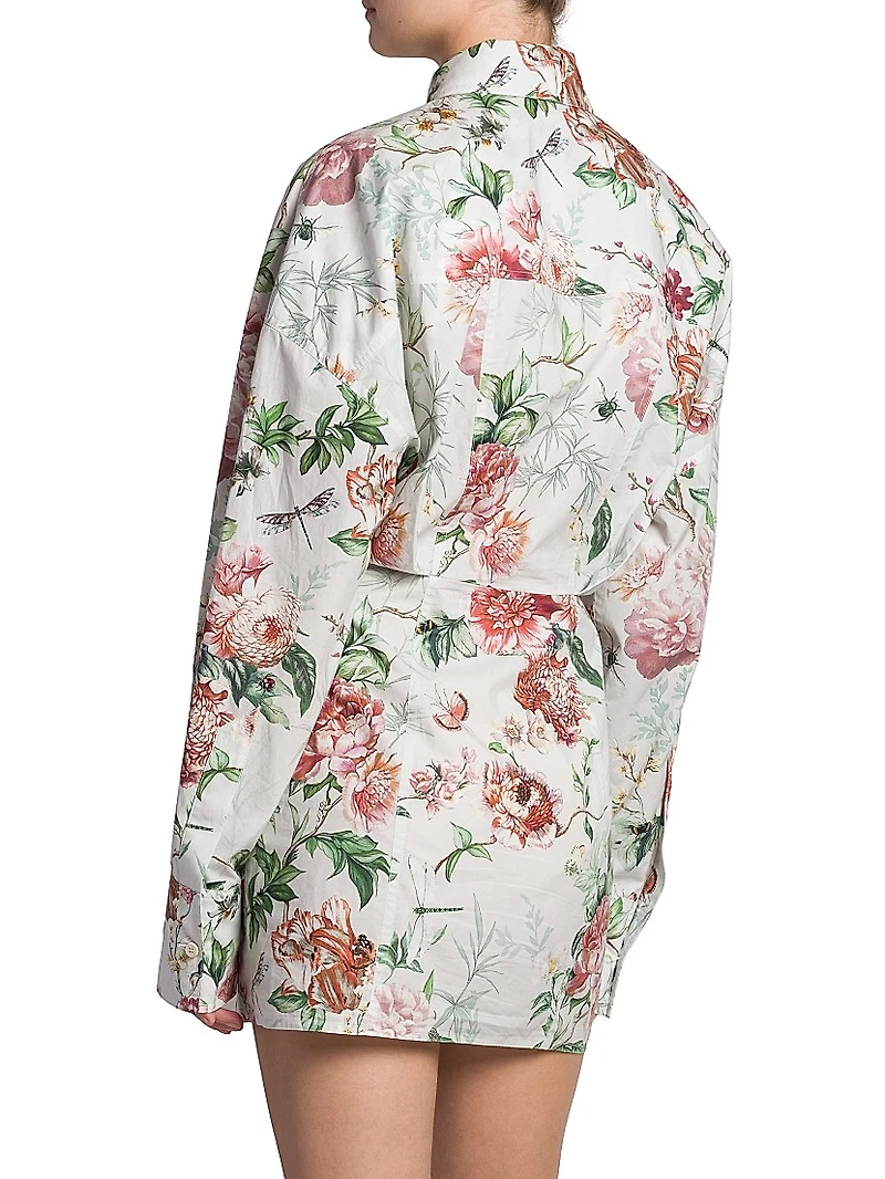 Floral Cotton Mini Shirtdress