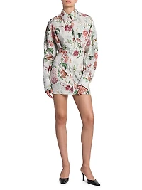 Floral Cotton Mini Shirtdress