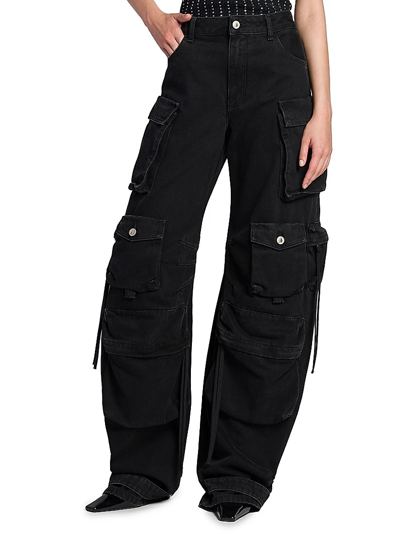 Cotton Wide-Leg Cargo Pants