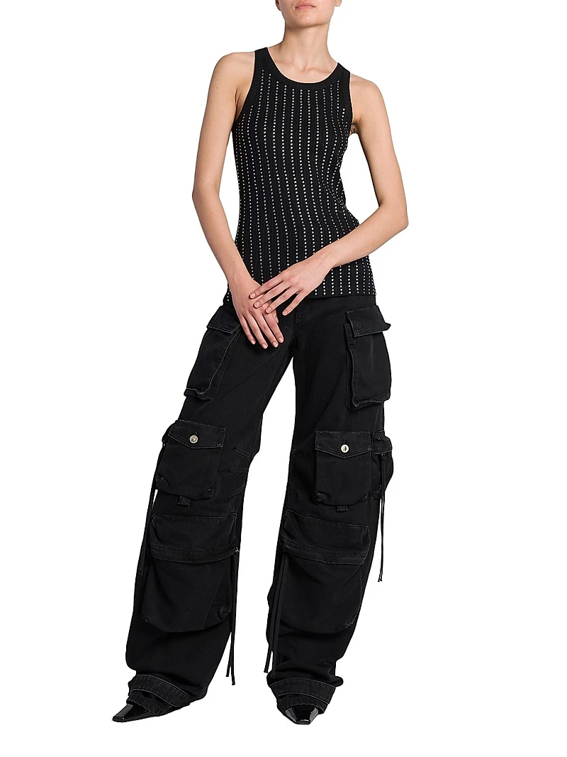Cotton Wide-Leg Cargo Pants