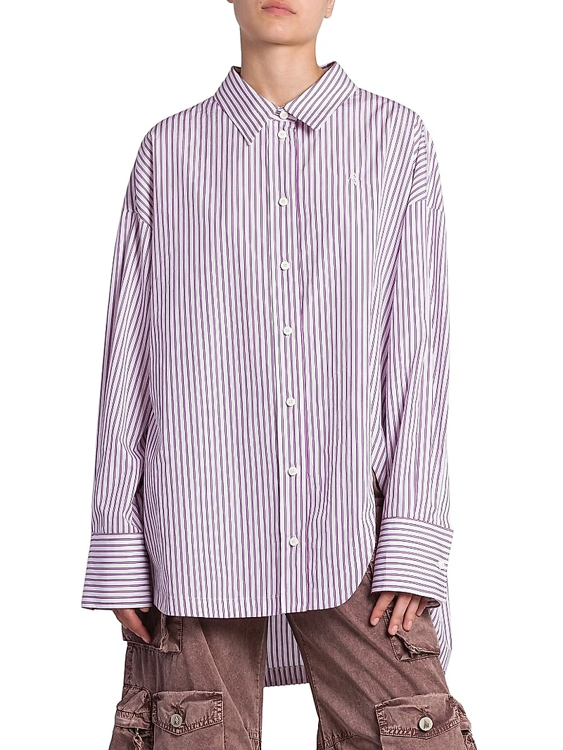 Striped Cotton Button-Front Shirt