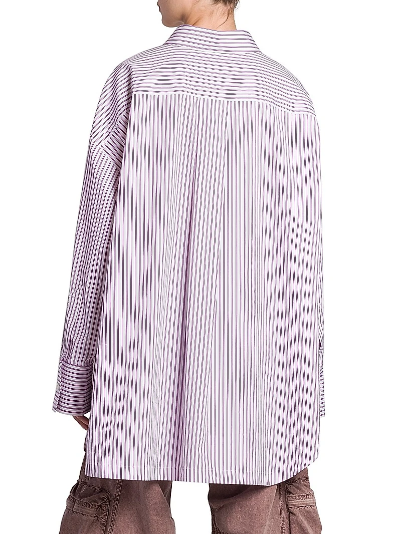 Striped Cotton Button-Front Shirt