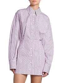 Striped Cotton Mini Shirtdress