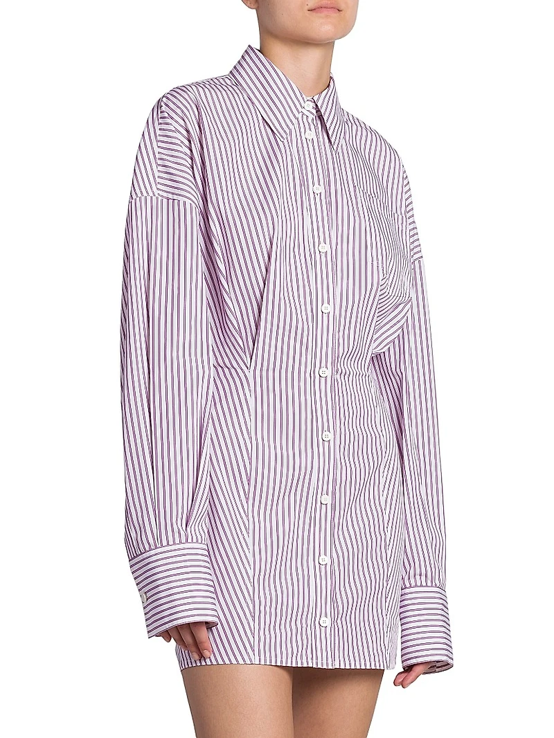 Striped Cotton Mini Shirtdress