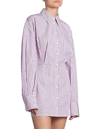 Striped Cotton Mini Shirtdress