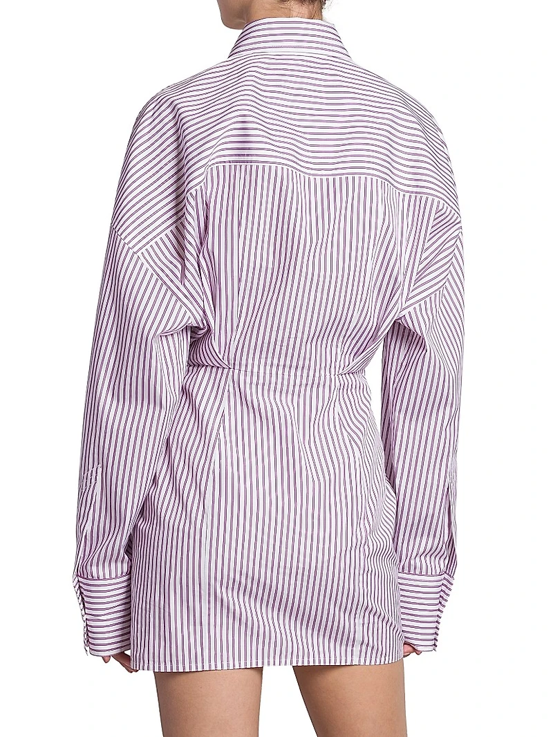 Striped Cotton Mini Shirtdress