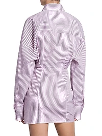 Striped Cotton Mini Shirtdress