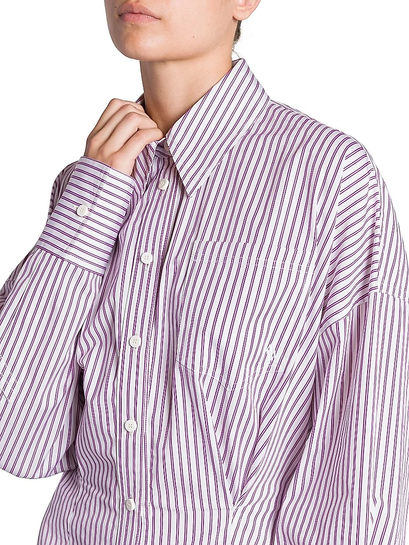 Striped Cotton Mini Shirtdress
