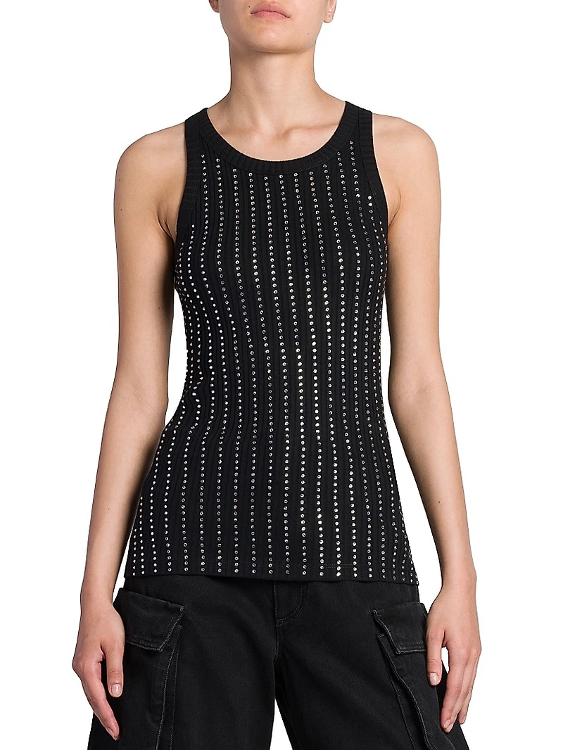 Crystal-Embellished Cotton Tank Top