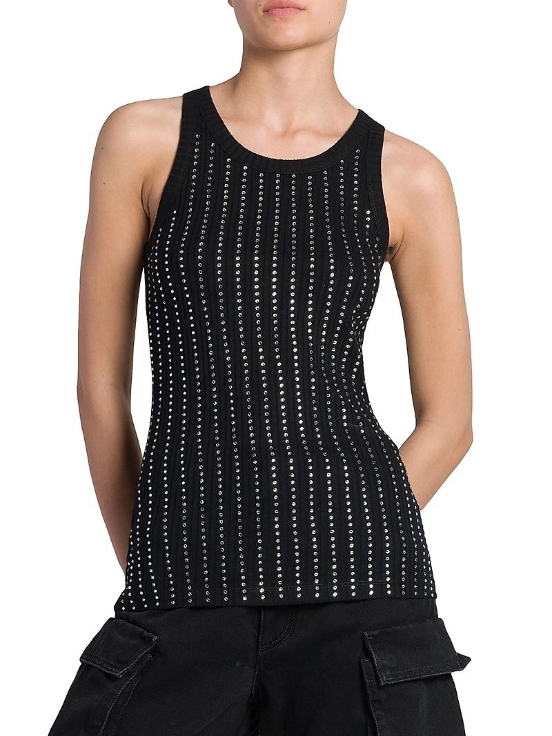 Crystal-Embellished Cotton Tank Top