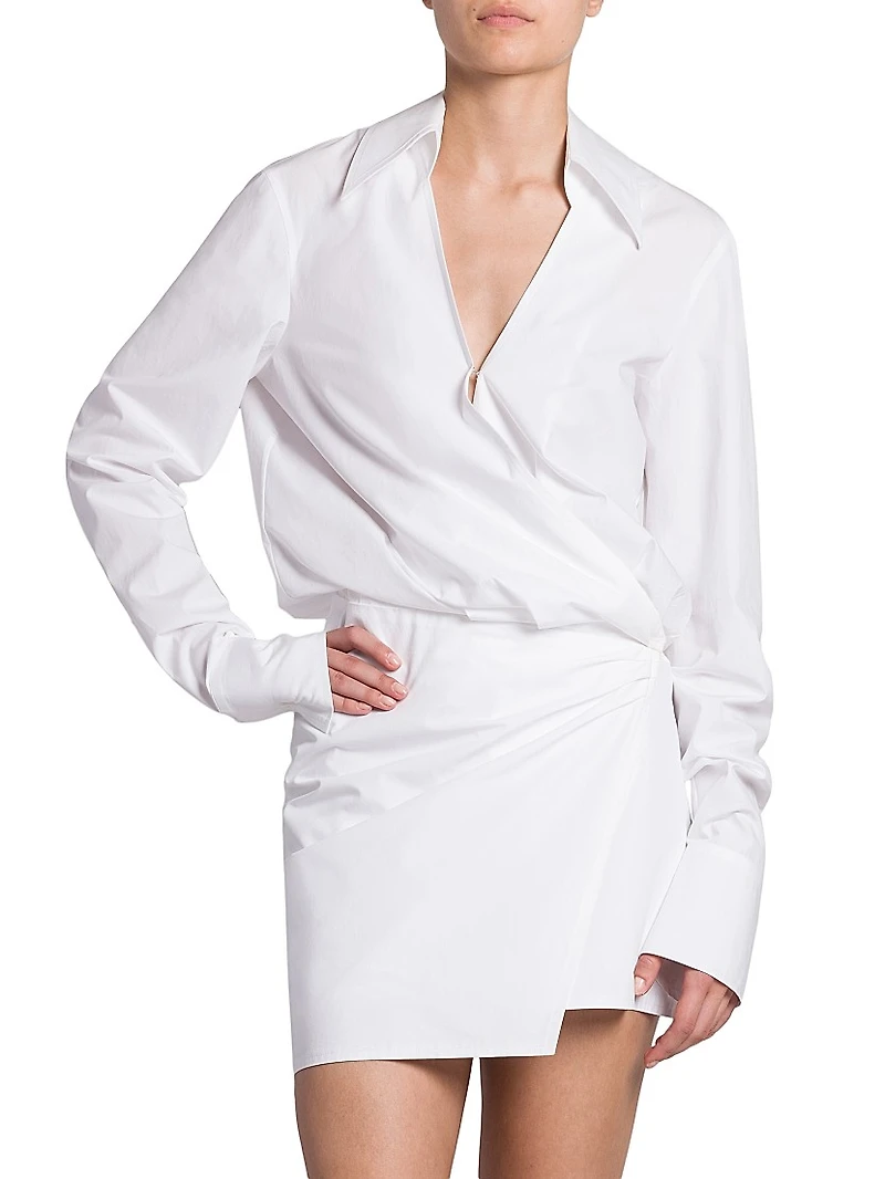 Gathered Cotton Shirtdress