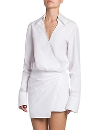 Gathered Cotton Shirtdress