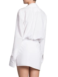 Gathered Cotton Shirtdress