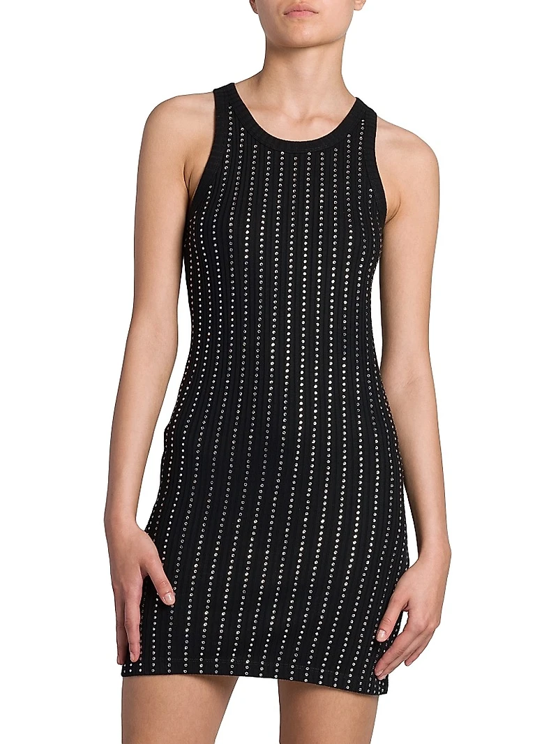 Crystal-Embellished Cotton Minidress