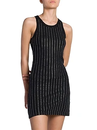 Crystal-Embellished Cotton Minidress