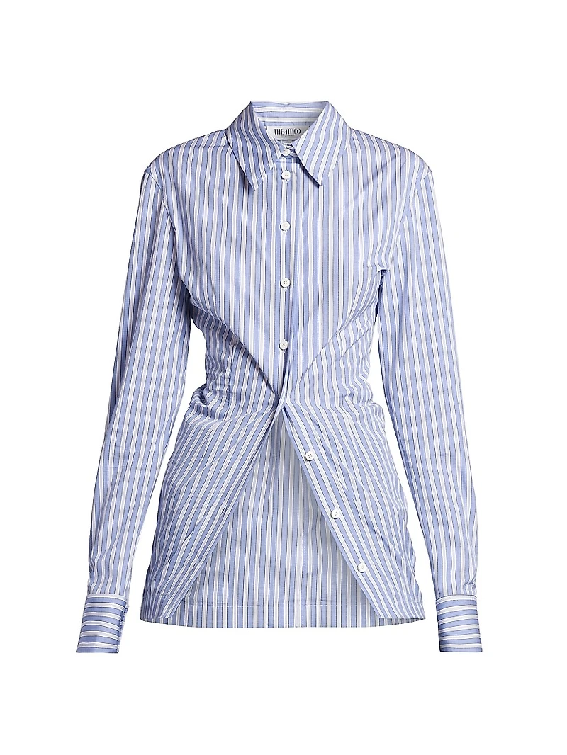 Gathered Striped Cotton Shirt
