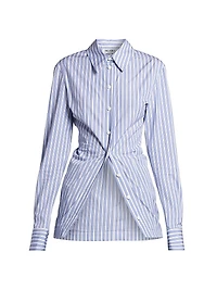 Gathered Striped Cotton Shirt