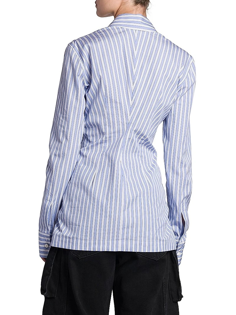 Gathered Striped Cotton Shirt