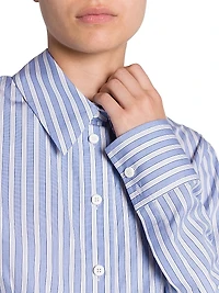 Gathered Striped Cotton Shirt