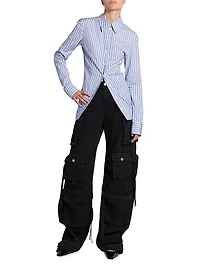 Gathered Striped Cotton Shirt