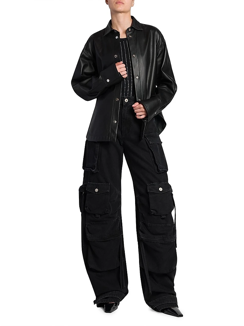 Leather Shirt Jacket