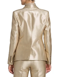 Metallic Stretch Wool Single-Breasted Blazer