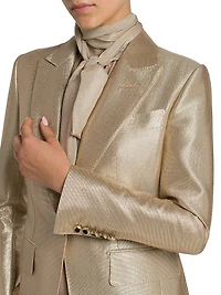 Metallic Stretch Wool Single-Breasted Blazer
