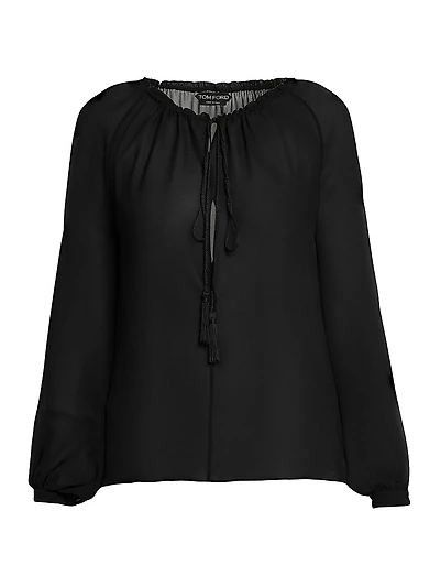 Silk Georgette Peasant Blouse