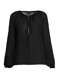 Silk Georgette Peasant Blouse