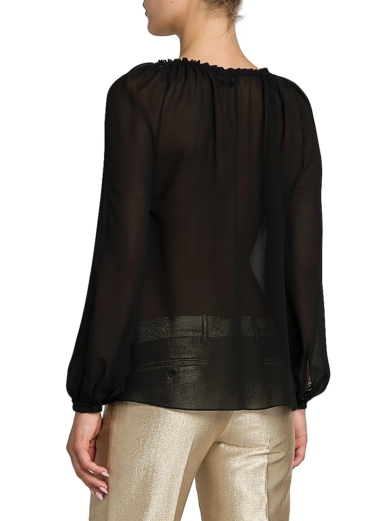 Silk Georgette Peasant Blouse