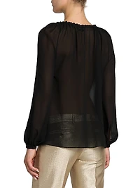 Silk Georgette Peasant Blouse