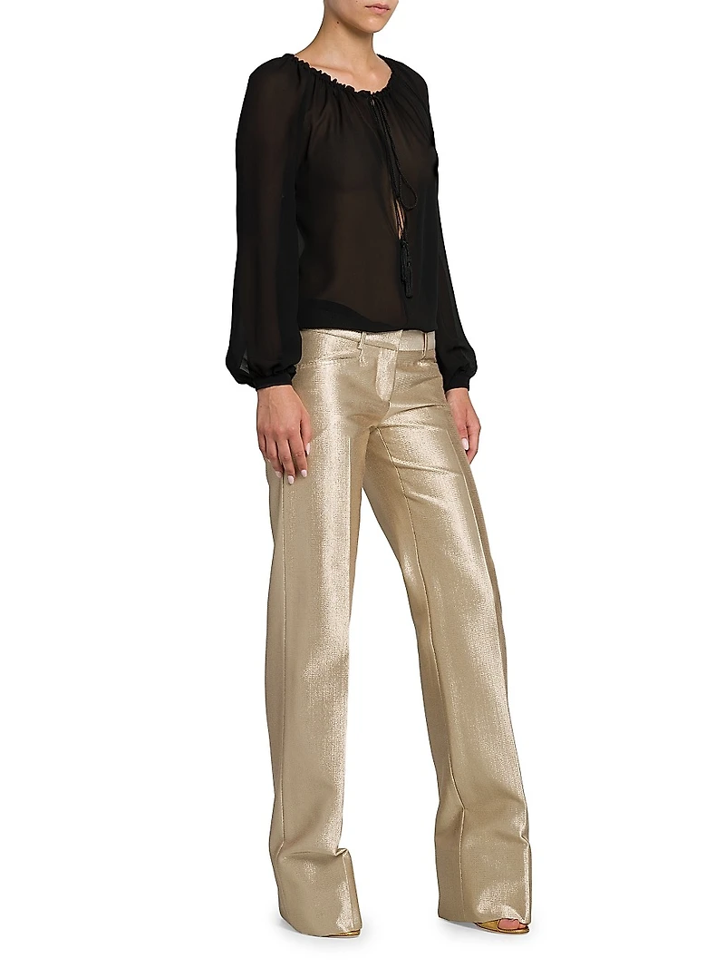 Silk Georgette Peasant Blouse