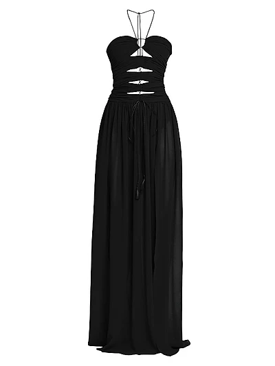 Silk Georgette Cut-Out Gown