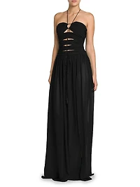 Silk Georgette Cut-Out Gown