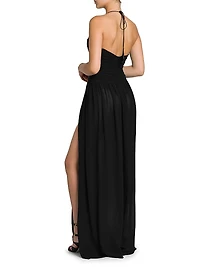 Silk Georgette Cut-Out Gown