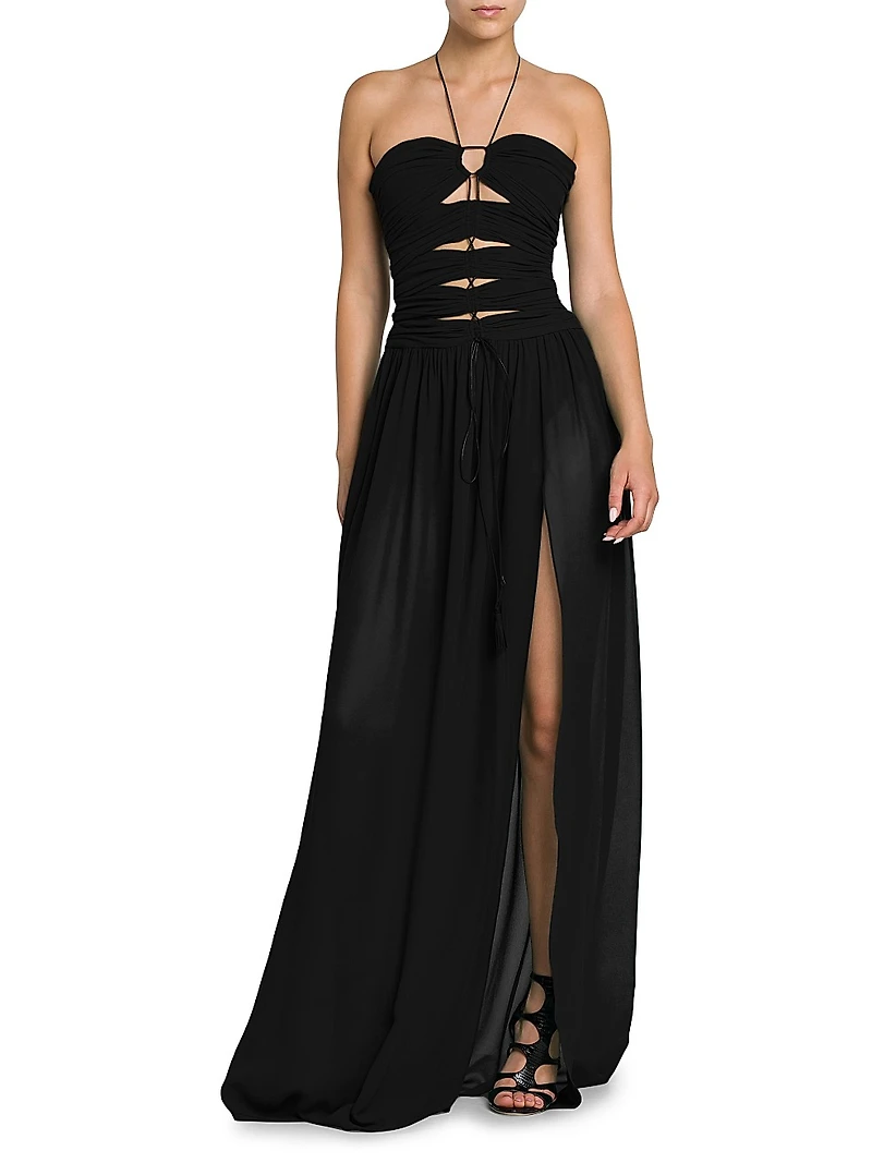 Silk Georgette Cut-Out Gown