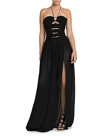 Silk Georgette Cut-Out Gown