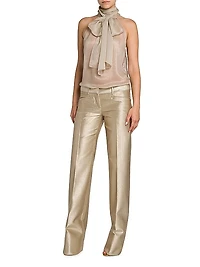 Silk-Blend Lavallière Top