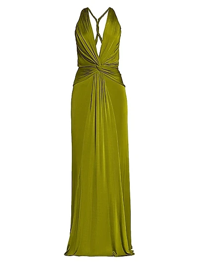Fluid Knitted Stretch Jersey V-Neck Gown