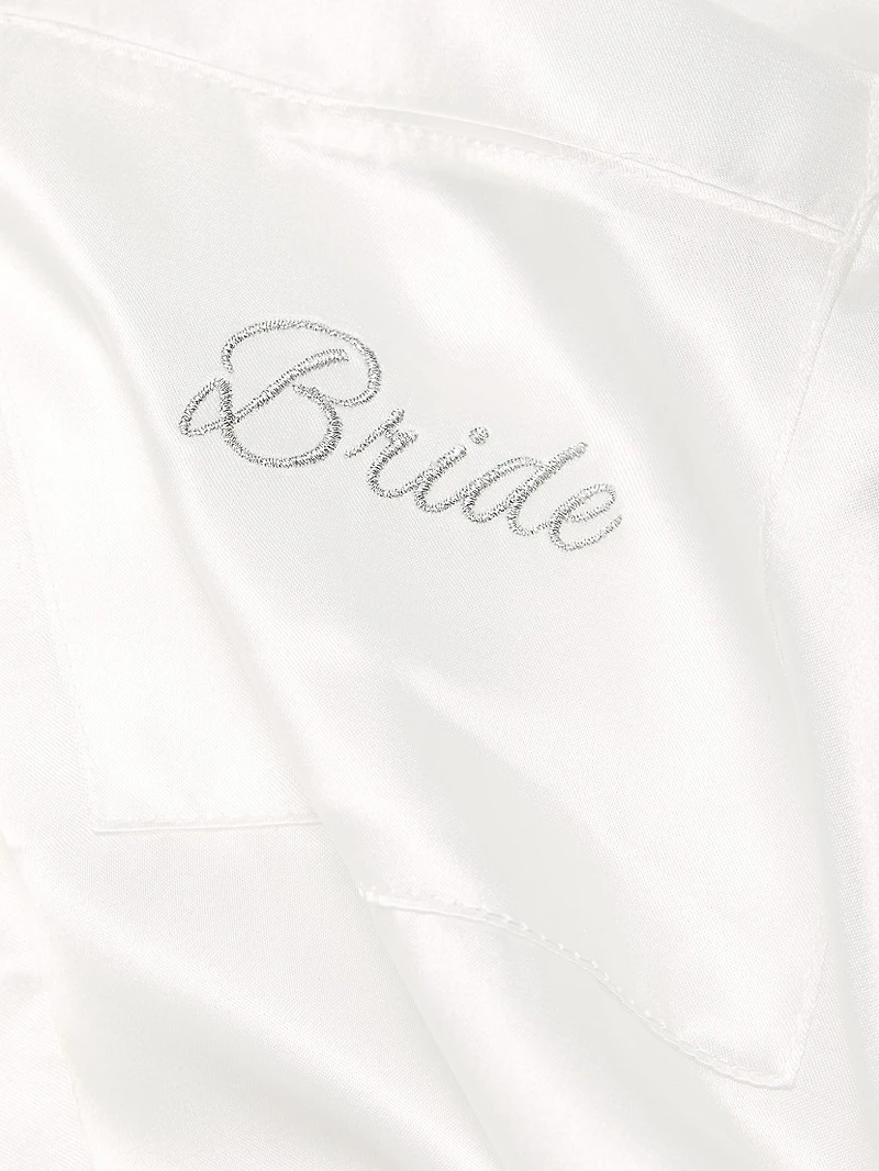 Zayla Feather-Trimmed Satin Short Pajamas