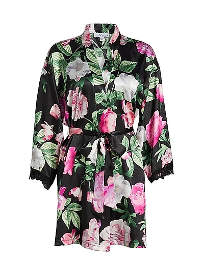 Audrey Floral Satin Tie-Waist Wrap