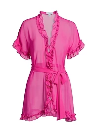 Alice Ruffled Chiffon Short-Sleeve Wrap