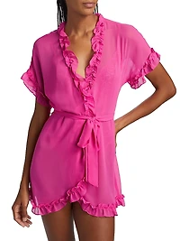 Alice Ruffled Chiffon Short-Sleeve Wrap