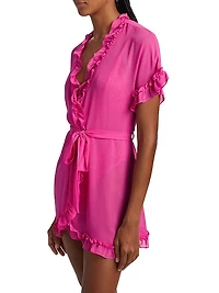 Alice Ruffled Chiffon Short-Sleeve Wrap