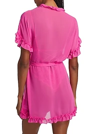 Alice Ruffled Chiffon Short-Sleeve Wrap