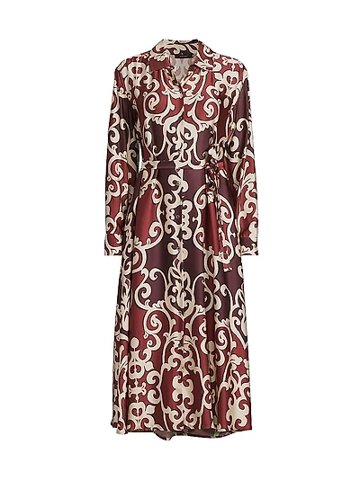 Leticia Filigree-Print Crepe Shirtdress