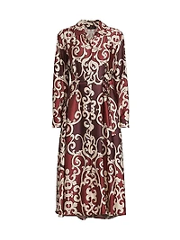 Leticia Filigree-Print Crepe Shirtdress