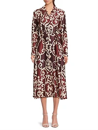 Leticia Filigree-Print Crepe Shirtdress
