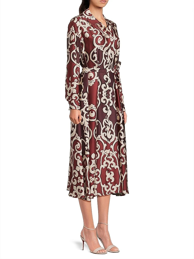 Leticia Filigree-Print Crepe Shirtdress